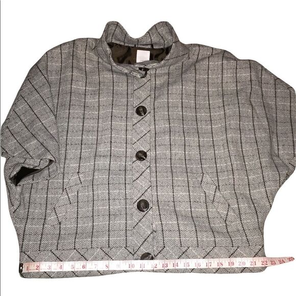 Halogen Tweed Batwing Wool Blend Jacket Tweed Sz XL Oversized Caplet - Picture 10 of 14